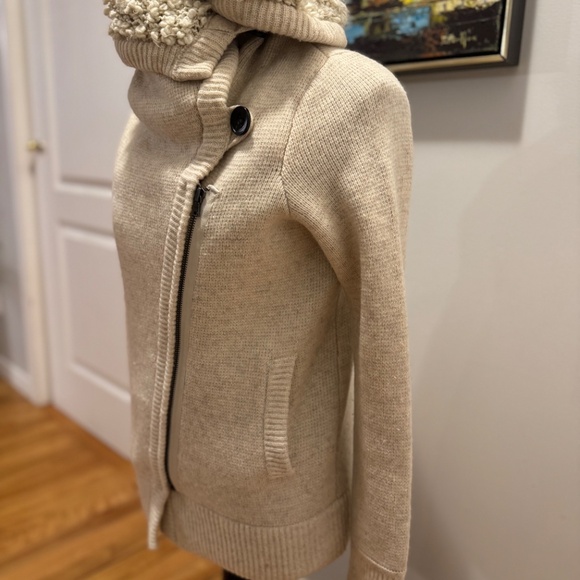 ✨ Gap Lambswool Asymmetrical Zip Cardigan - Cozy Sherpa Collar - XS - Picture 2 of 16